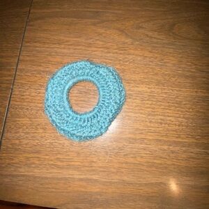 Handmade Blue Crocheted Hair Scrunchie